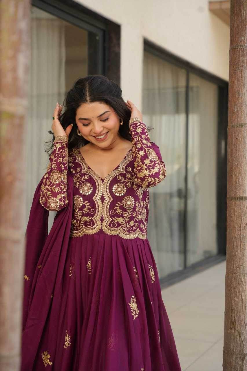 Georgette Designer Gown With Dupatta - MYLUXURY LANE ENTERPRISE